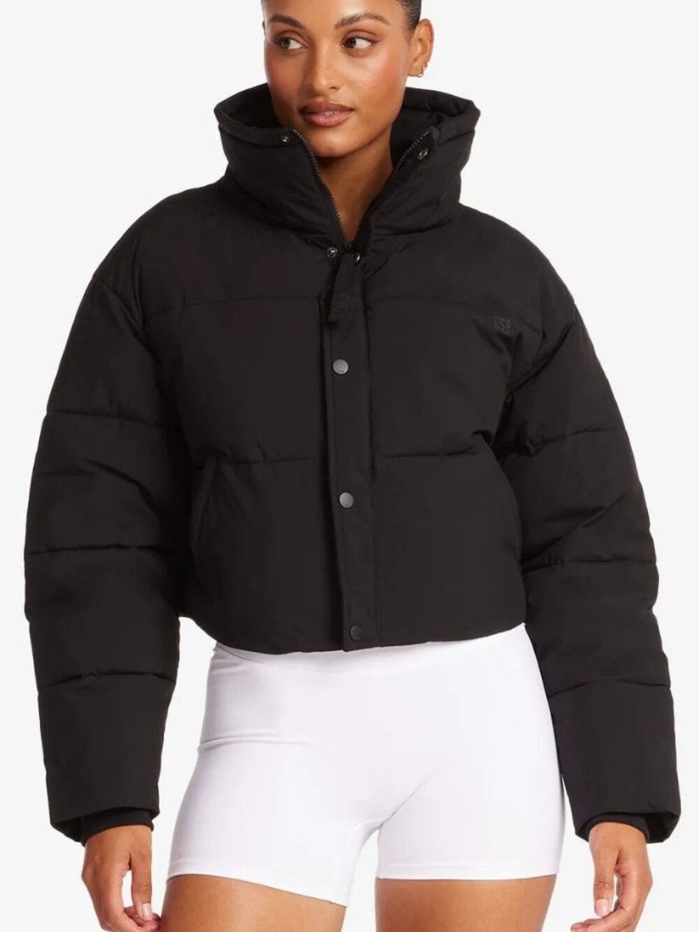 CSB Cropped Puffer Jacket - Black - Size Medium